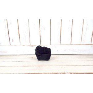 Vintage black crochet woven wide statement belt